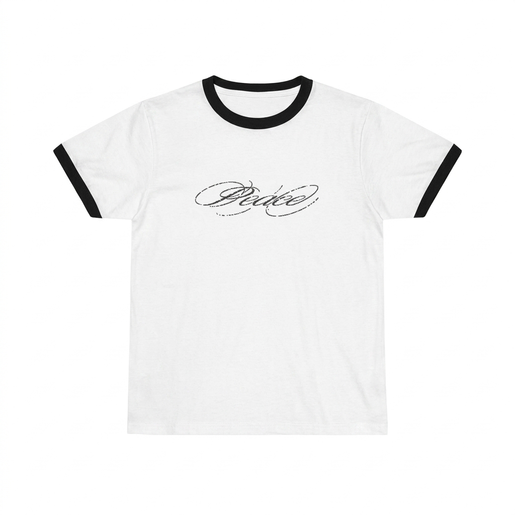 white ringer tee in black