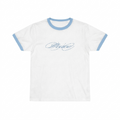 white ringer tee in blue