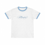 white ringer tee in blue